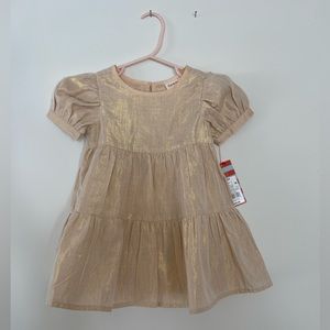 NWT Metallic Gold Puff Sleeve Dress with Bloomers